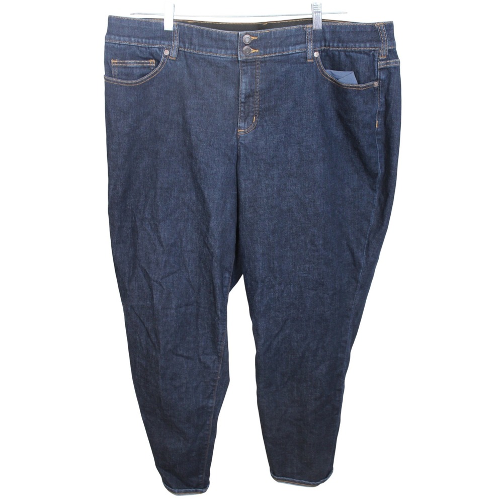 Lands End Mid Rise Straight Leg Dark Wash Denim Jeans Women's Size 26W‎